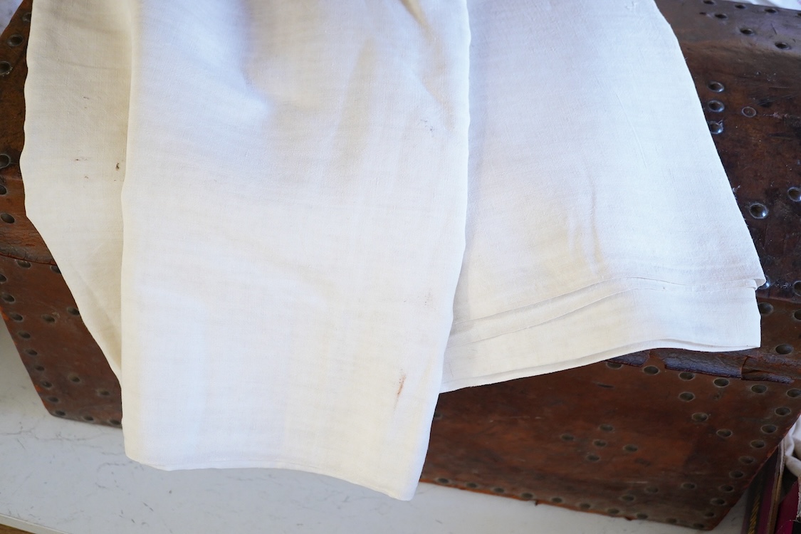 Six French provincial beige plain linen sheets